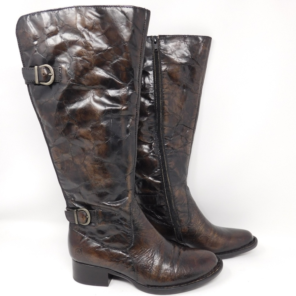 Born Women's Boots Handcrafted F56722 Brown Leather Tall Riding CQG18 NWT SZ 6M